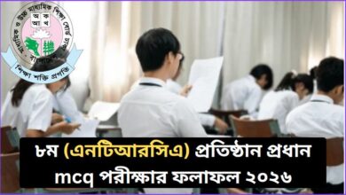 ৮ম এনটিআরসিএ প্রতিষ্ঠান প্রধান পদের রেজাল্ট ২০২৬pdf